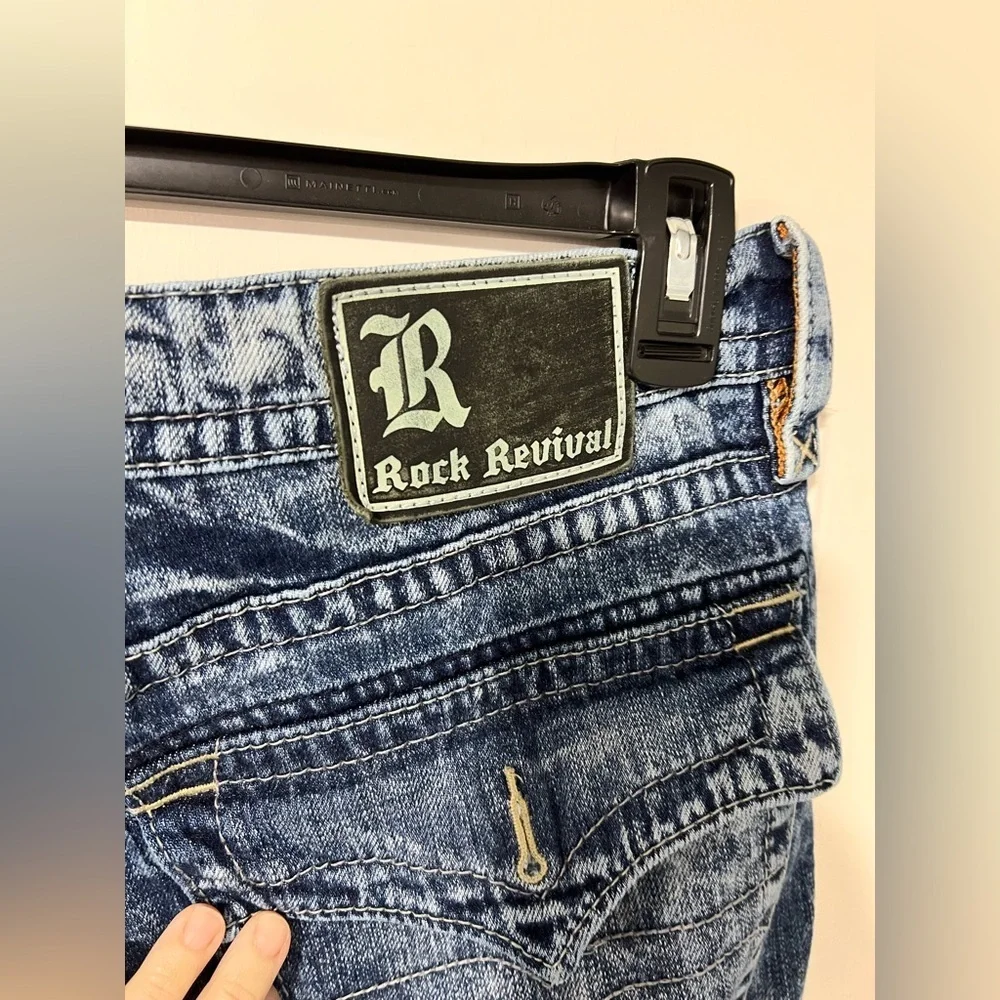 Men’s Rock Revival Jeans Acid wash look Evan straight 38